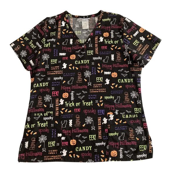 SB Scrubs Tops - Womens SB Scrubs Medical Scrub Top Halloween Short Sleeve 3 Front Pockets Size M
